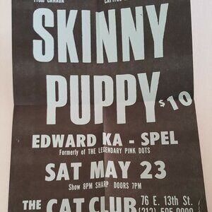 SKINNY PUPPY Gig Poster NYC CAT CLUB May 1987 Edward Ka-Spel Industrial